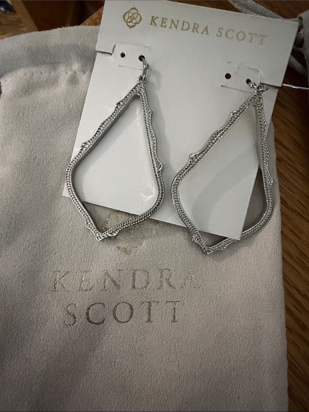 Kendra Scott Silver Textured Open Teardrop Earrings